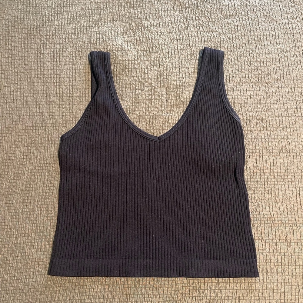 Women's Black Ribbed seamless Tank Top